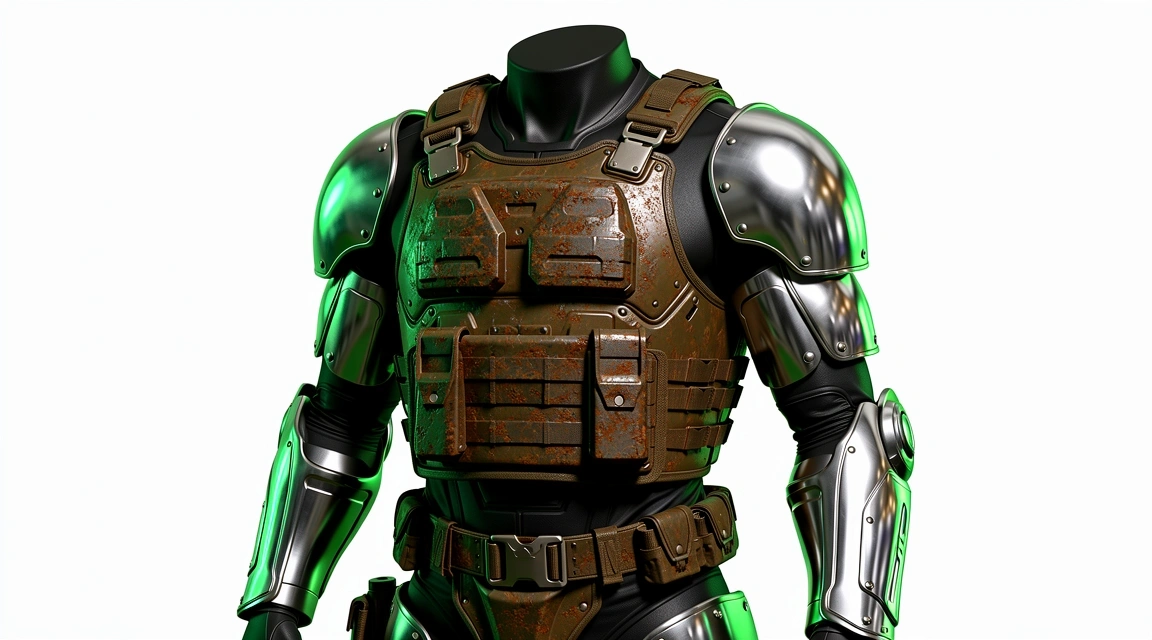 Concept art detailing character armor progression