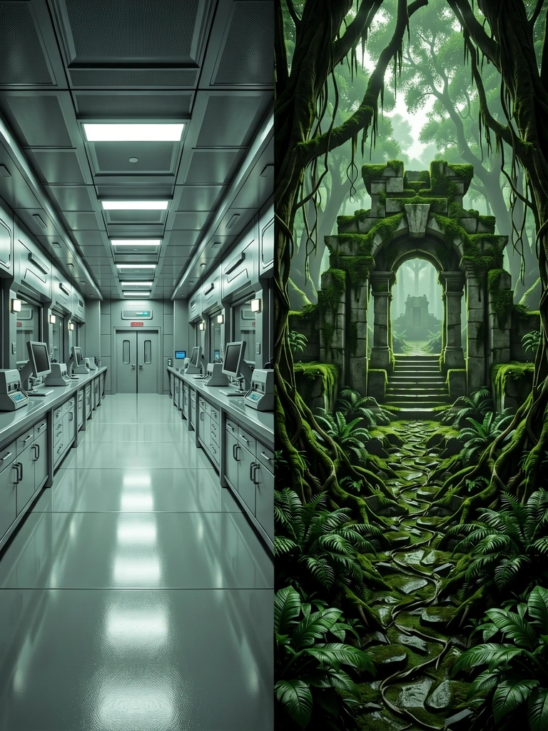 Contrast between technology and nature