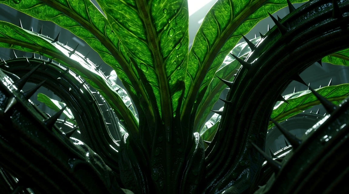 Macro detail of unique game flora